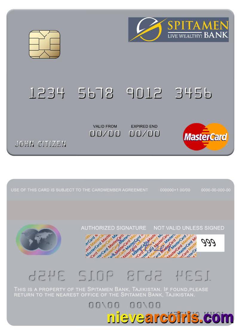 Tajikistan Spitamen Bank mastercard
